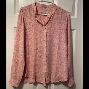 Pink Star Blouse from The Loft, Size Small